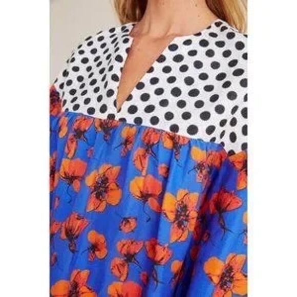 Anthropologie Dhruv Kapoor Mirabel Floral Tiered Dress Linen Blend Womens Sz XS - Picture 6 of 11